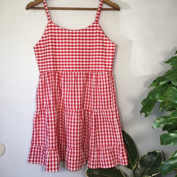 Zara Basic Red Gingham Print Ruffle Dress - Picture 2 of 5